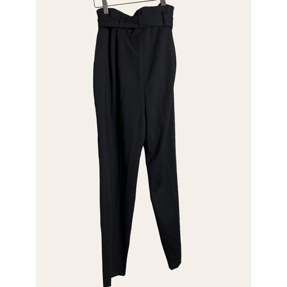 Milly Sevilla Black High Waist Belted Tie Waist Trouser Pants Size 4 - Picture 7 of 11